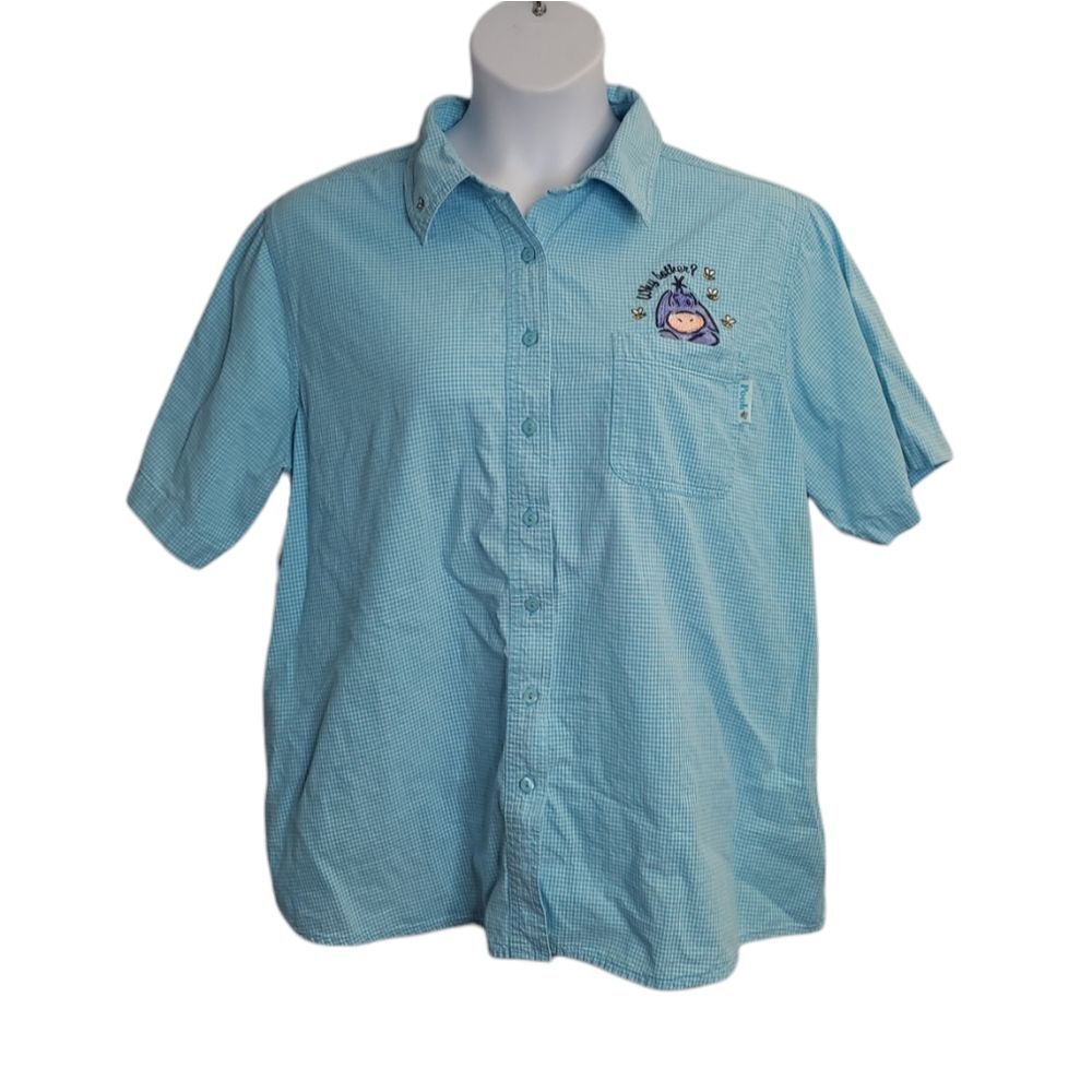 VINTAGE 90s Disney‎ Winnie The Pooh embroidered Eeyore button up shirt XL
